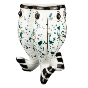 KOIKOI Vase von Paola Navone handbemalt, hier das Dekor grün gefleckt