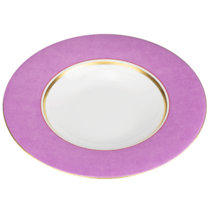 Assiette creuse 28 cm , Fahne Colour violet avec bord doré