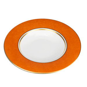 Assiette creuse 28 cm , Fahne Colour ambre avec bord doré