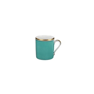 Taza 0,2 l Color turquesa con borde dorado