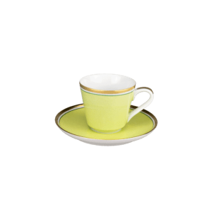 Tasse hoch 0,18 l mit Untertasse, Colour grün mit Goldrand