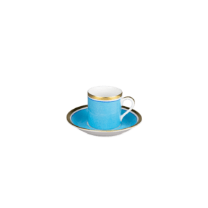 Tazza da espresso con piattino blu/oro
