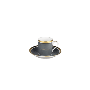 Tazza da espresso con piattino grigio/oro