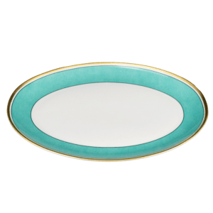 Plateau ovale 35cm turquoise/or