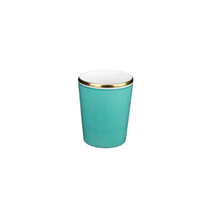 Taza sin asa Color turquesa con borde dorado