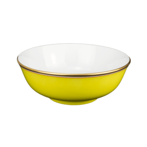 Bowl 24.5 cm, color yellow with gold rim