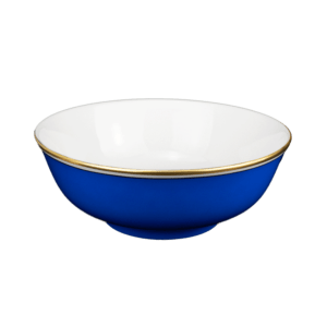 Bowl 24.5 cm, color royal blue with gold rim