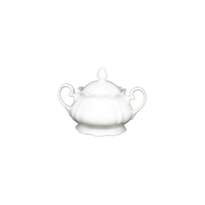 Zuckerdose 0,40 l, Form Barock, glasiert, weiß